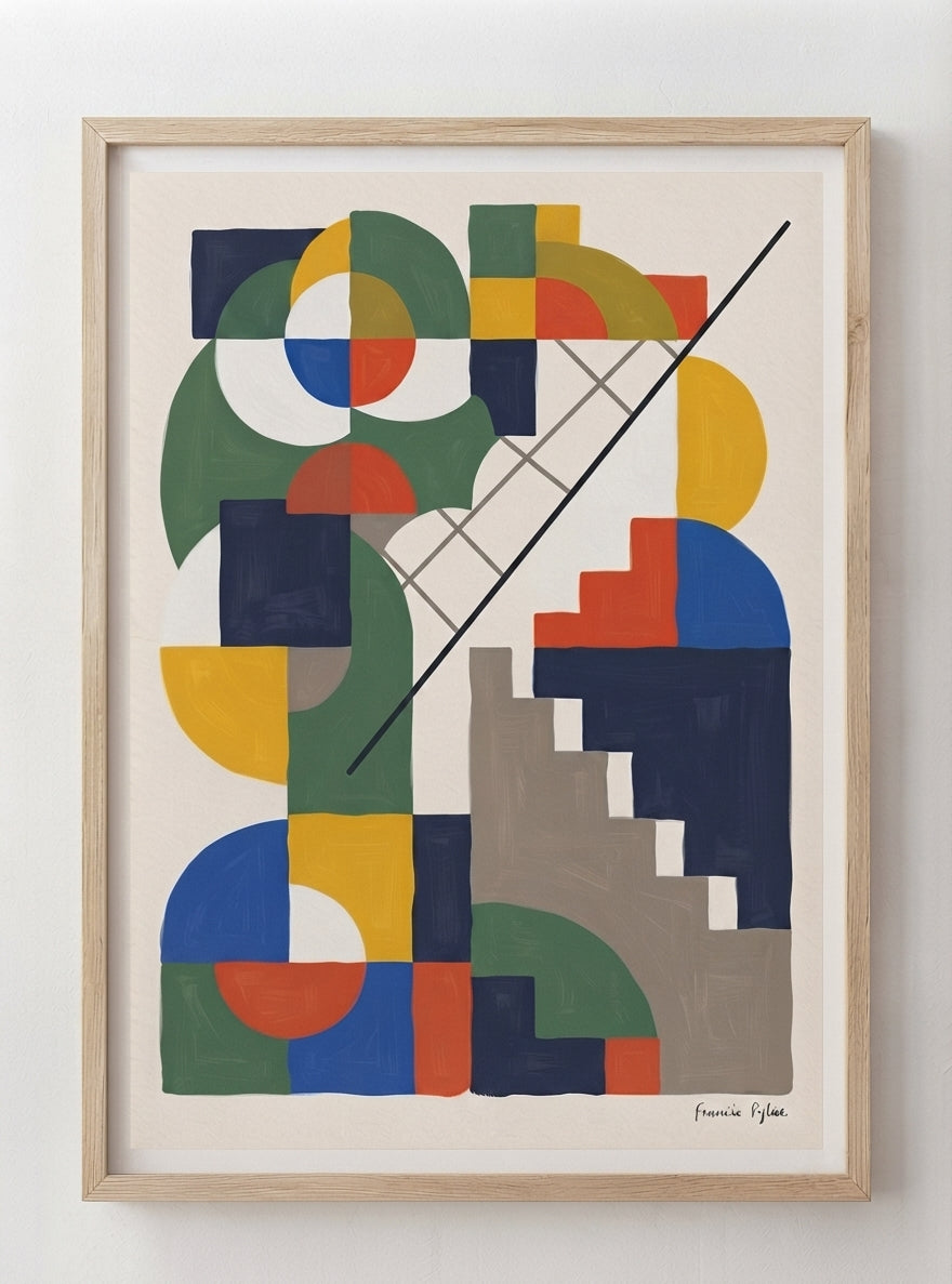 Chromatic Ascent | Bauhaus Inspired Geometric Art Print