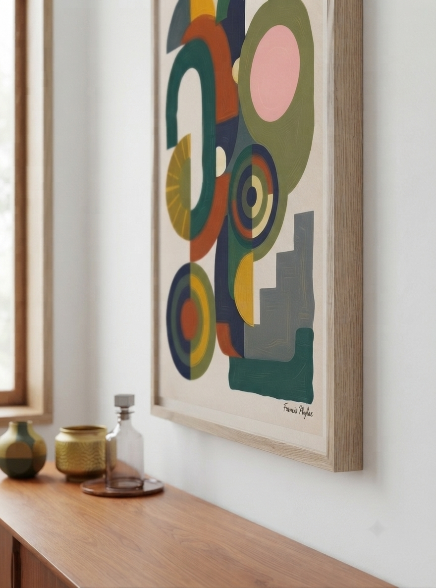 Bauhaus Abstract Geometric Wall Poster to buy abstract geometric art online from original paintings by Francis Phylae at Phylae Posters.