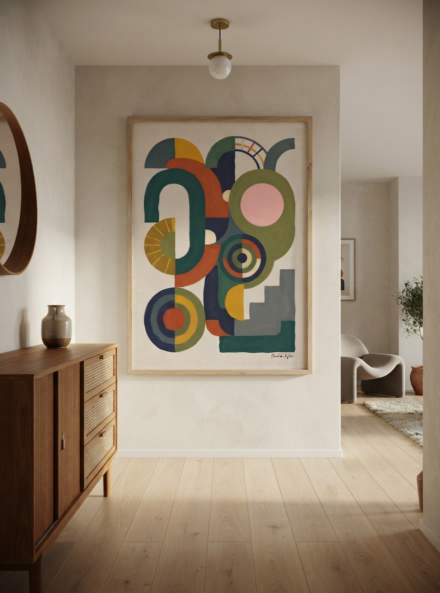 Bauhaus Abstract Geometric Wall Poster available as large framed Bauhaus wall art designed by Francis Phylae for Phylae Posters.