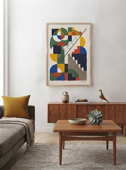 Chromatic Ascent | Bauhaus Inspired Geometric Art Print