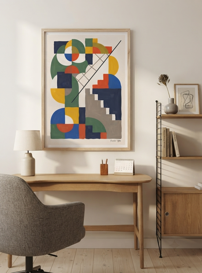 Chromatic Ascent | Bauhaus Inspired Geometric Art Print
