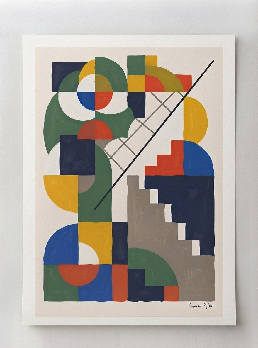 Chromatic Ascent | Bauhaus Inspired Geometric Art Print