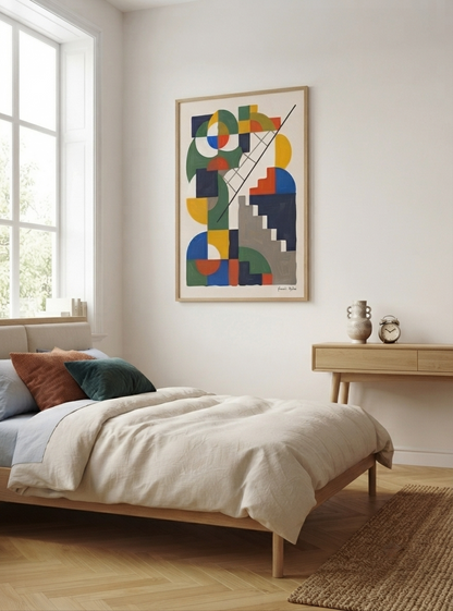 Chromatic Ascent | Bauhaus Inspired Geometric Art Print
