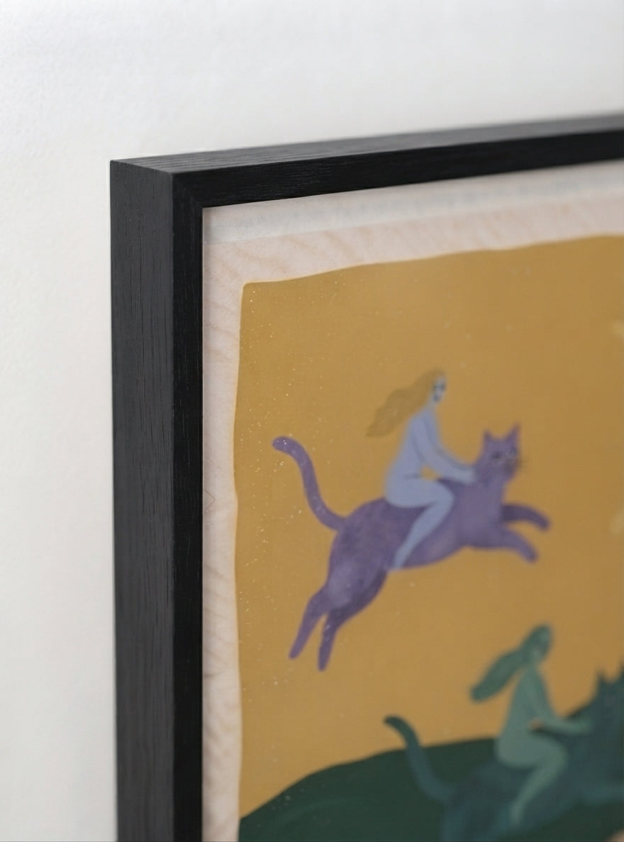 The Cat Riders | Surrealist Cat Wall Art Print
