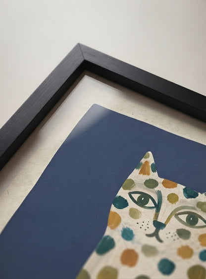 Feline Élan | Dotted Folk Art Cat Print