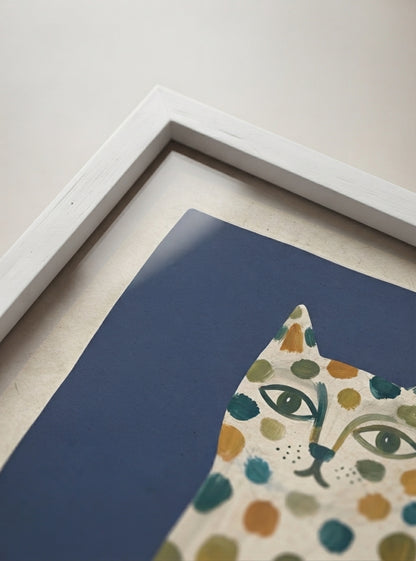 Feline Élan | Dotted Folk Art Cat Print