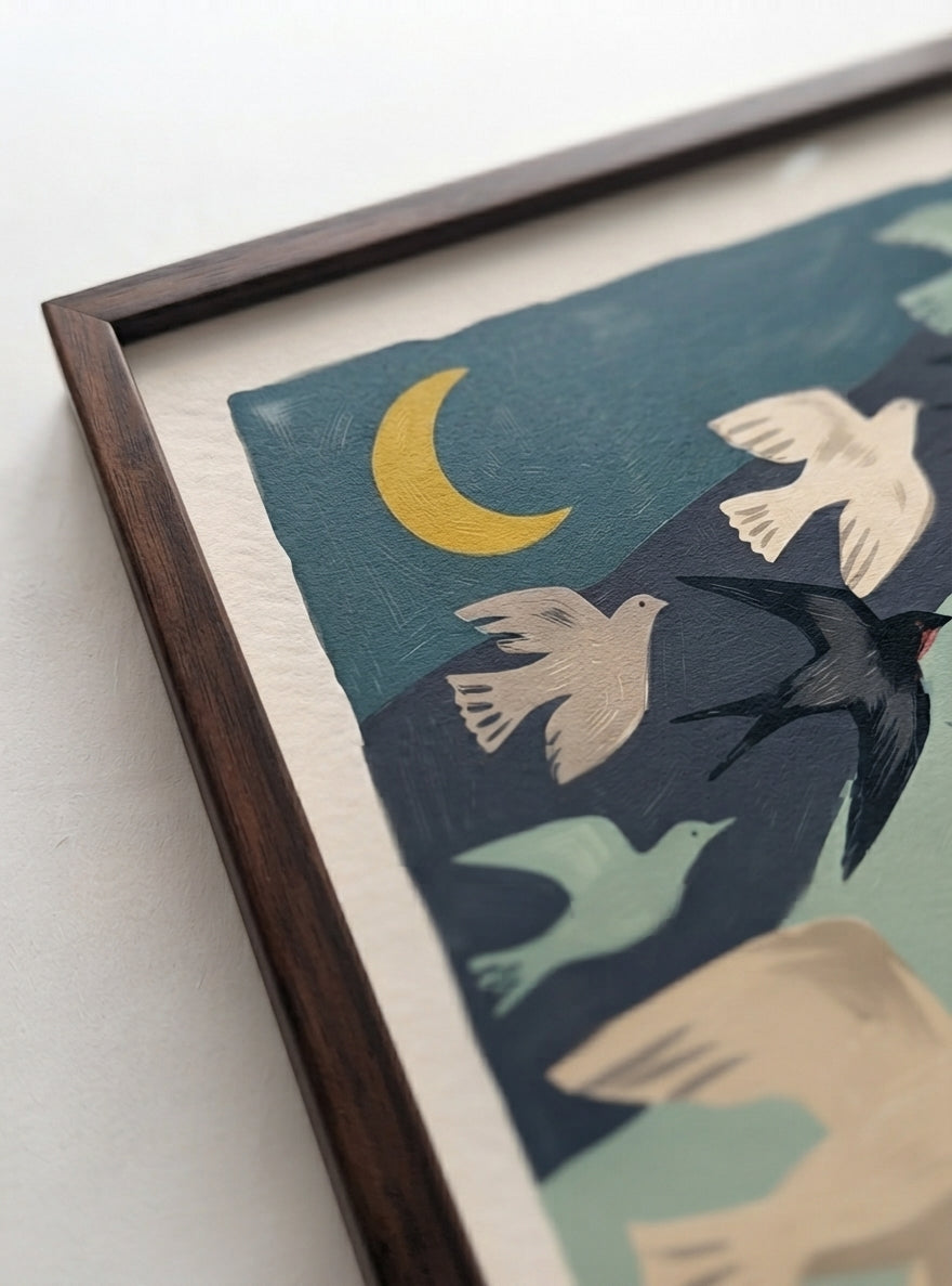 Nordic Flock | Mid-Century Modern Bird Art Print