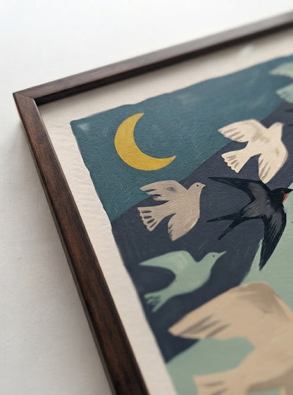 Nordic Flock | Mid-Century Modern Bird Art Print