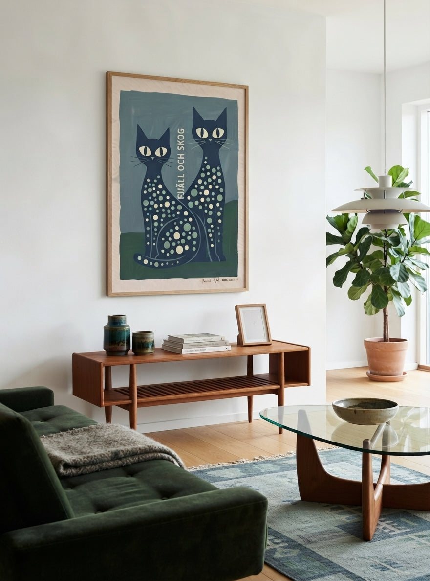 FJJALL OCH SKOC | Mid Century Modern Cat Art Print