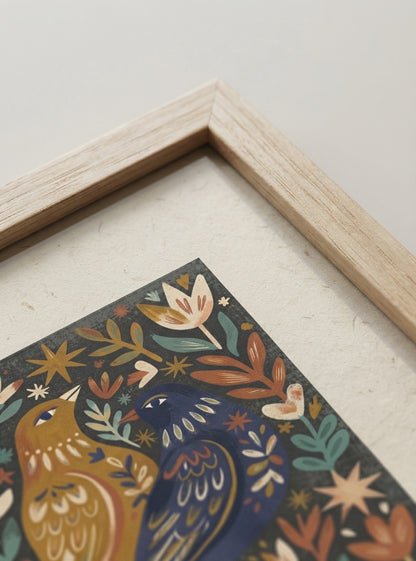 Nordic Reverie | Scandinavian Folk Art Bird Print