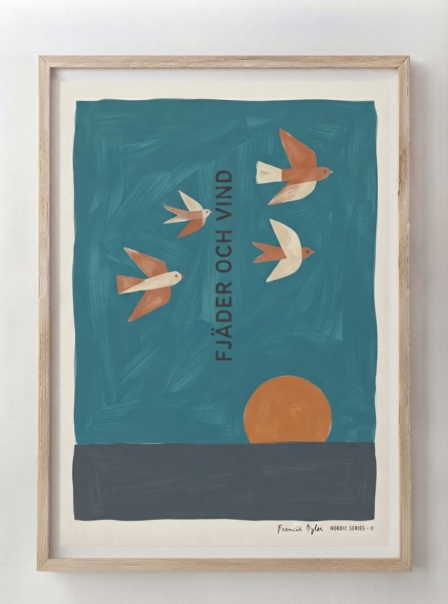 Fjader Och Vind | Mid-Century Bird Art Print