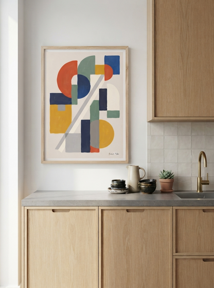 Bauhaus Harmony No.1 | Mid-Century Modern Geometric Shapes Poster