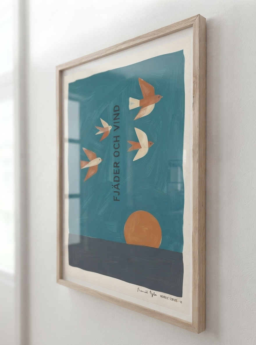 Fjader Och Vind | Mid-Century Bird Art Print