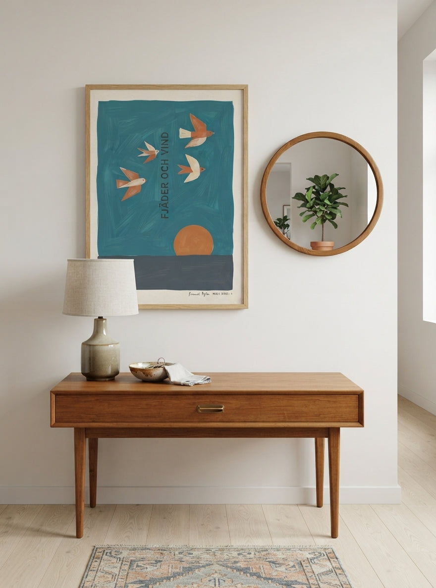Fjader Och Vind | Mid-Century Bird Art Print