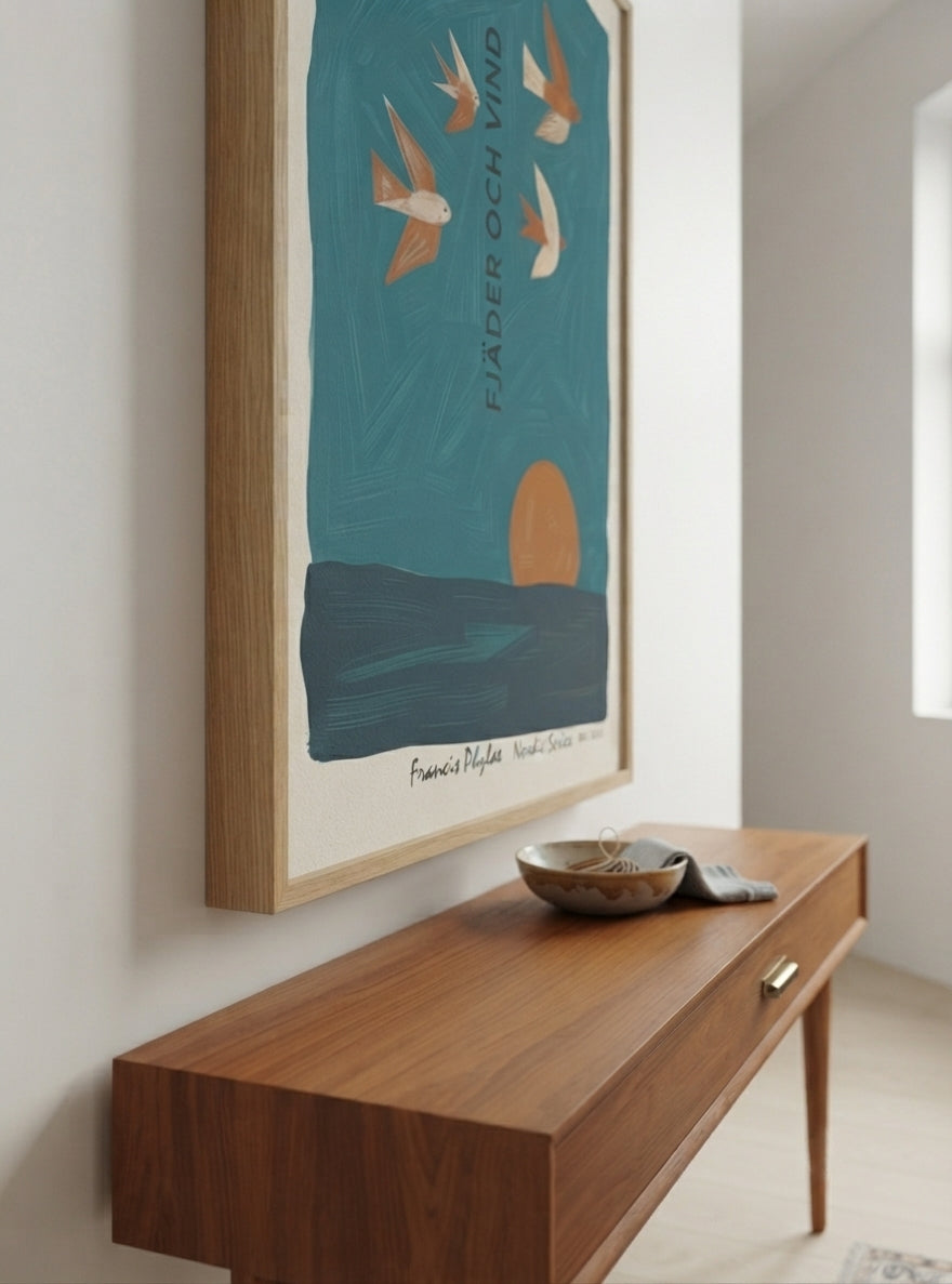 Fjader Och Vind | Mid-Century Bird Art Print