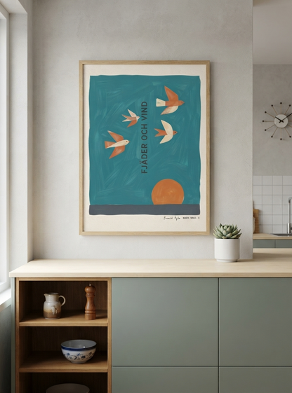 Fjader Och Vind | Mid-Century Bird Art Print