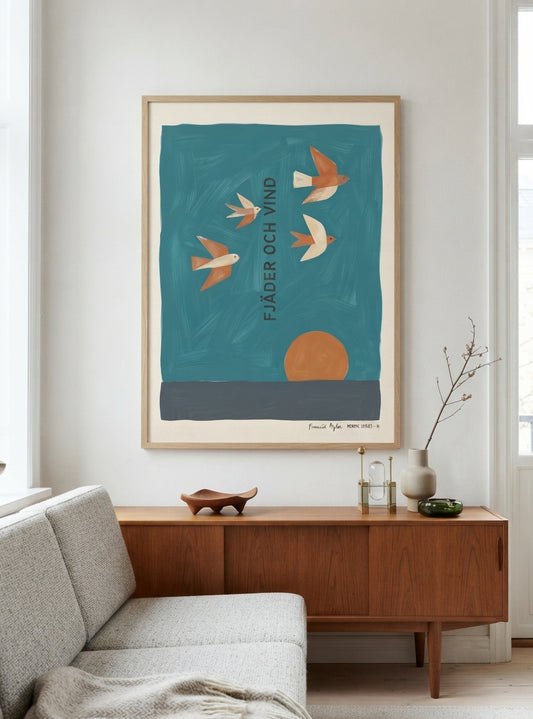 Fjader Och Vind | Mid-Century Bird Art Print