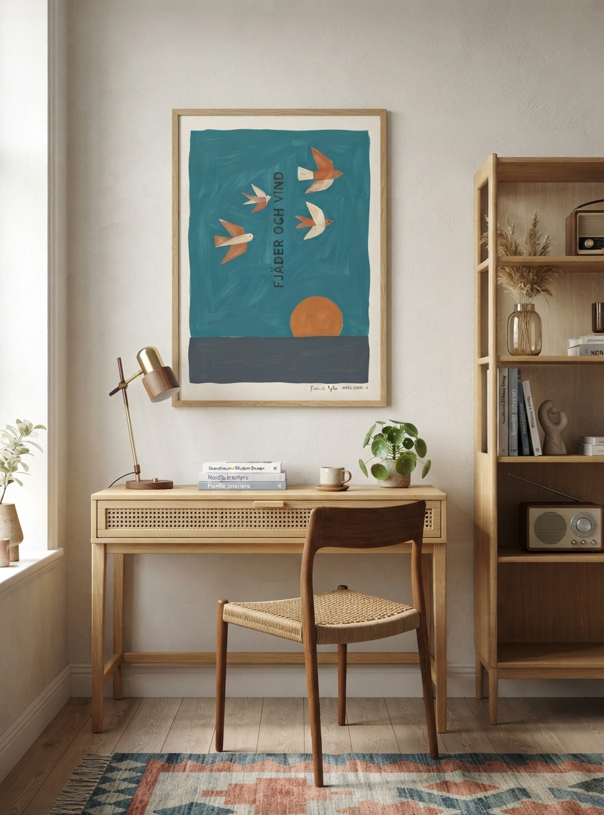 Fjader Och Vind | Mid-Century Bird Art Print