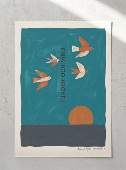 Fjader Och Vind | Mid-Century Bird Art Print