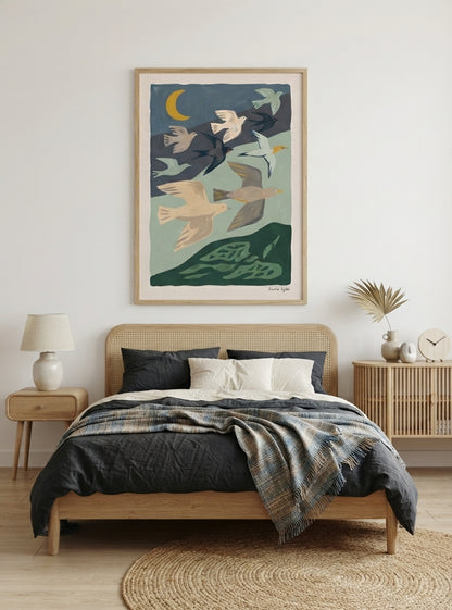 Nordic Flock | Mid-Century Modern Bird Art Print