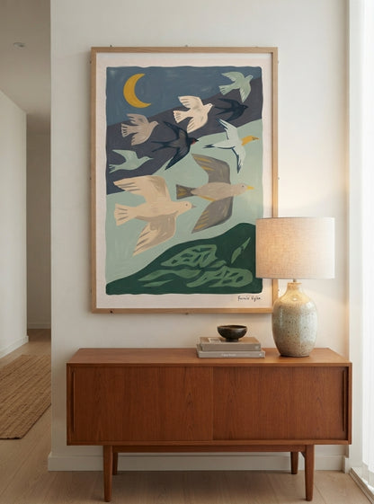Nordic Flock | Mid-Century Modern Bird Art Print