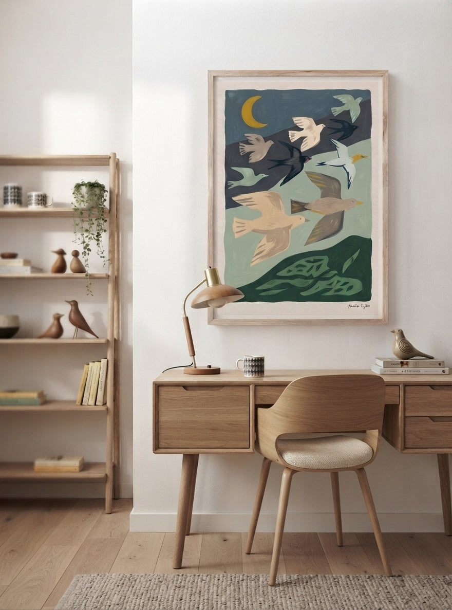 Nordic Flock | Mid-Century Modern Bird Art Print