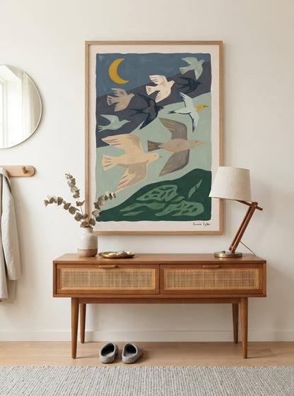 Nordic Flock | Mid-Century Modern Bird Art Print