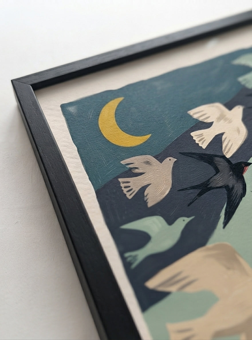 Nordic Flock | Mid-Century Modern Bird Art Print