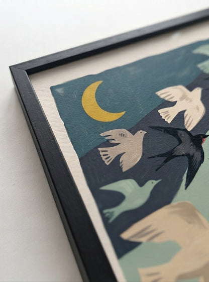 Nordic Flock | Mid-Century Modern Bird Art Print