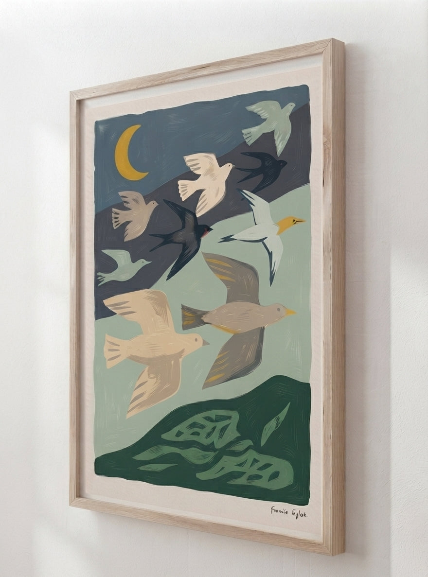 Nordic Flock | Mid-Century Modern Bird Art Print