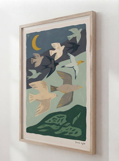 Nordic Flock | Mid-Century Modern Bird Art Print