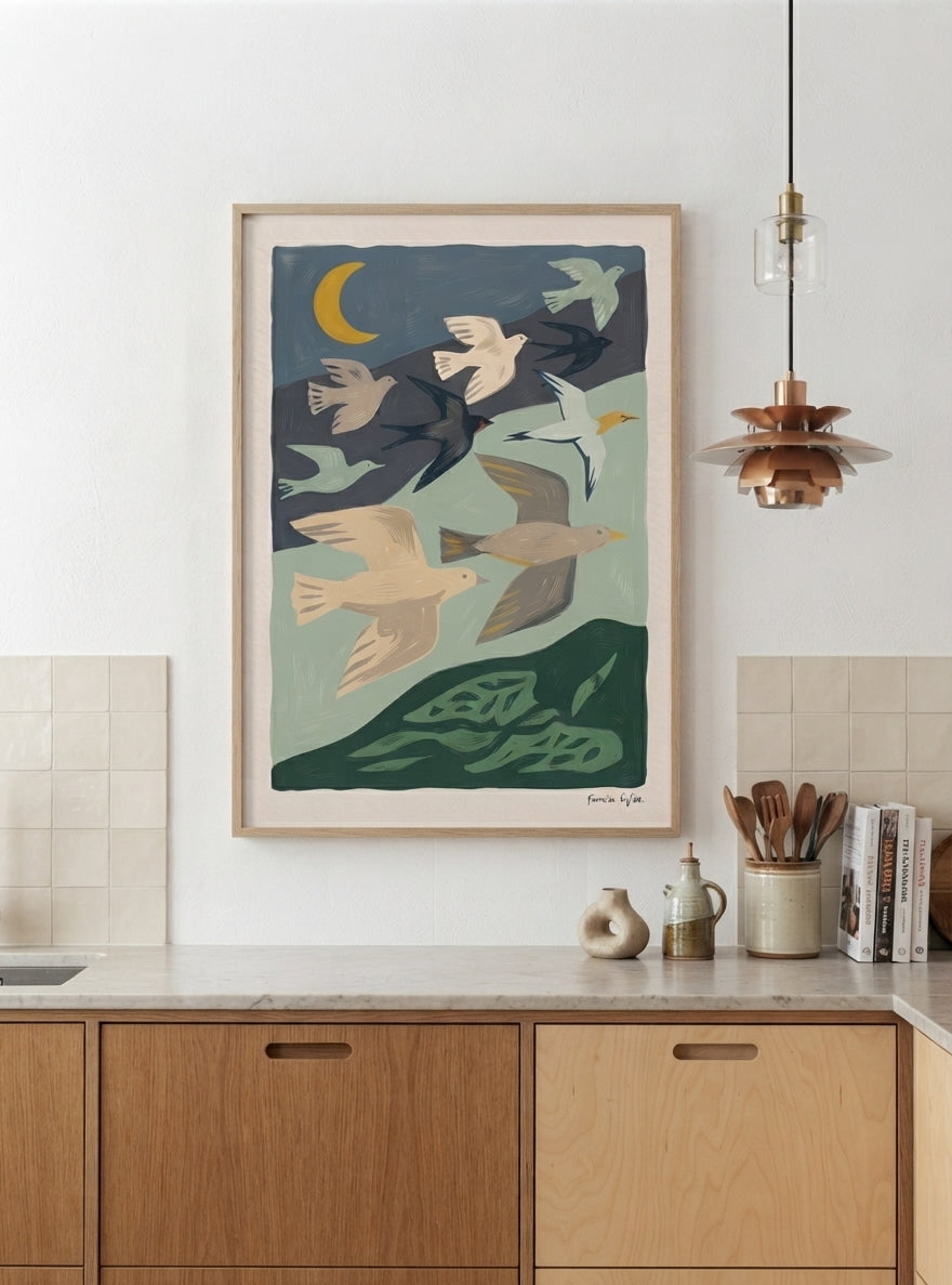 Nordic Flock | Mid-Century Modern Bird Art Print