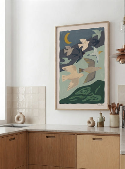 Nordic Flock | Mid-Century Modern Bird Art Print