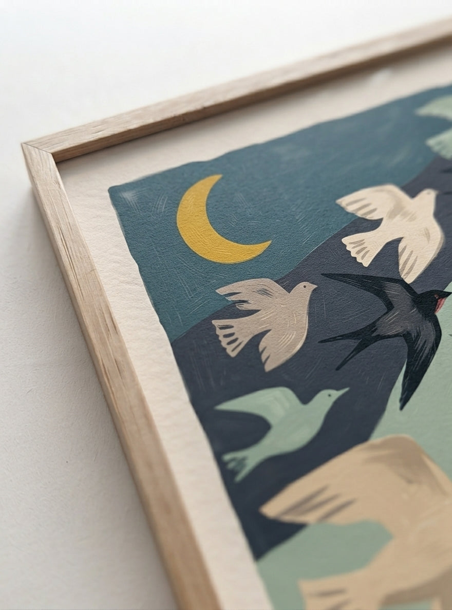 Nordic Flock | Mid-Century Modern Bird Art Print