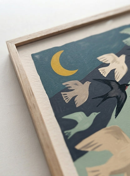 Nordic Flock | Mid-Century Modern Bird Art Print