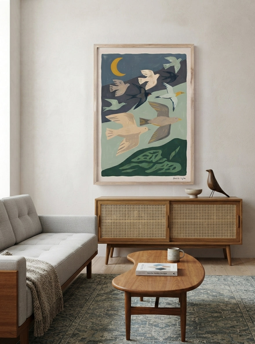 Nordic Flock | Mid-Century Modern Bird Art Print