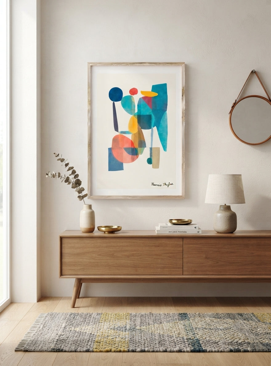 Teal Horizon | Mid-Century Modern Geometric Abstract Art Print