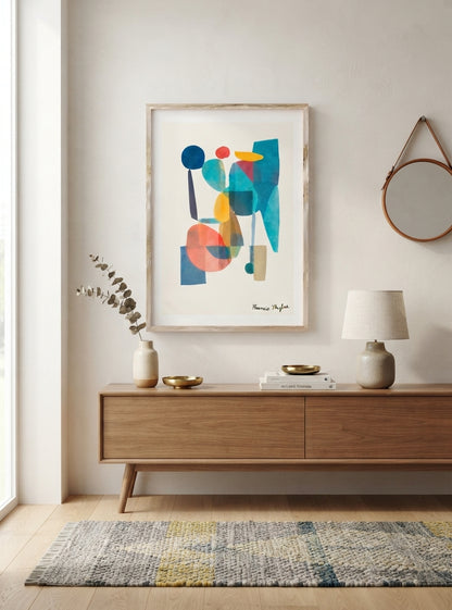 Teal Horizon | Mid-Century Modern Geometric Abstract Art Print
