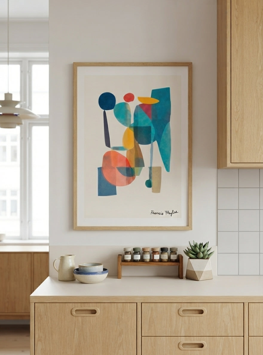 Teal Horizon | Mid-Century Modern Geometric Abstract Art Print