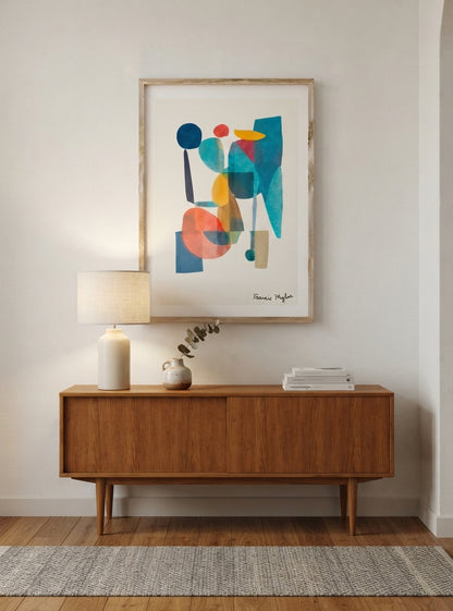 Teal Horizon | Mid-Century Modern Geometric Abstract Art Print