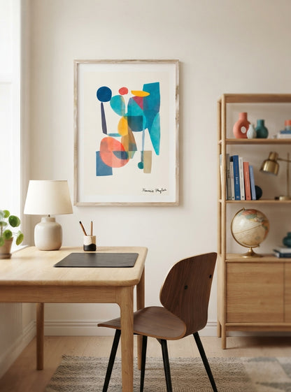 Teal Horizon | Mid-Century Modern Geometric Abstract Art Print
