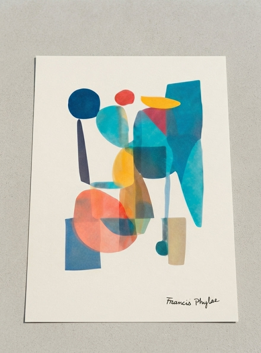 Teal Horizon | Mid-Century Modern Geometric Abstract Art Print