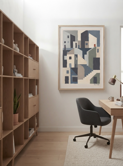 Silent Facade | Mid Century Modern Abstract Architectural Art Print