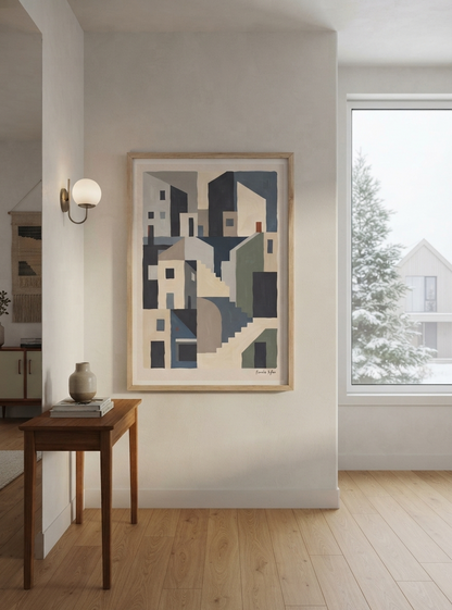Silent Facade | Mid Century Modern Abstract Architectural Art Print