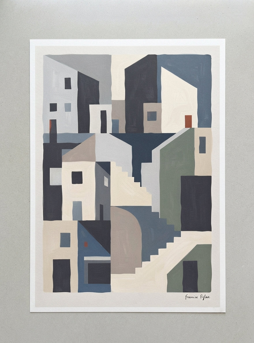 Silent Facade | Mid Century Modern Abstract Architectural Art Print