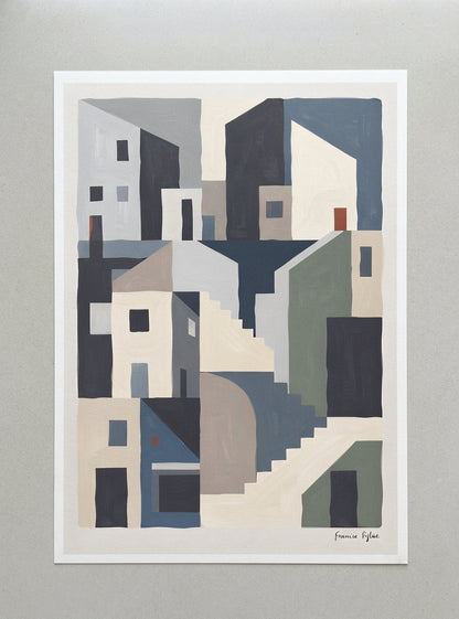 Silent Facade | Mid Century Modern Abstract Architectural Art Print