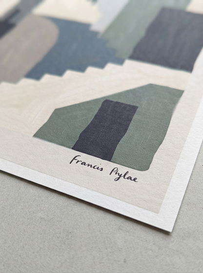 Silent Facade | Mid Century Modern Abstract Architectural Art Print