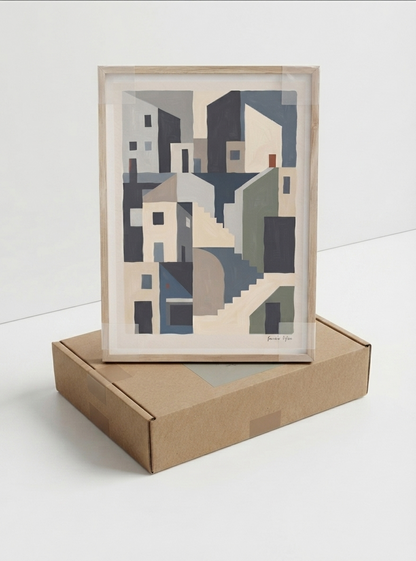 Silent Facade | Mid Century Modern Abstract Architectural Art Print