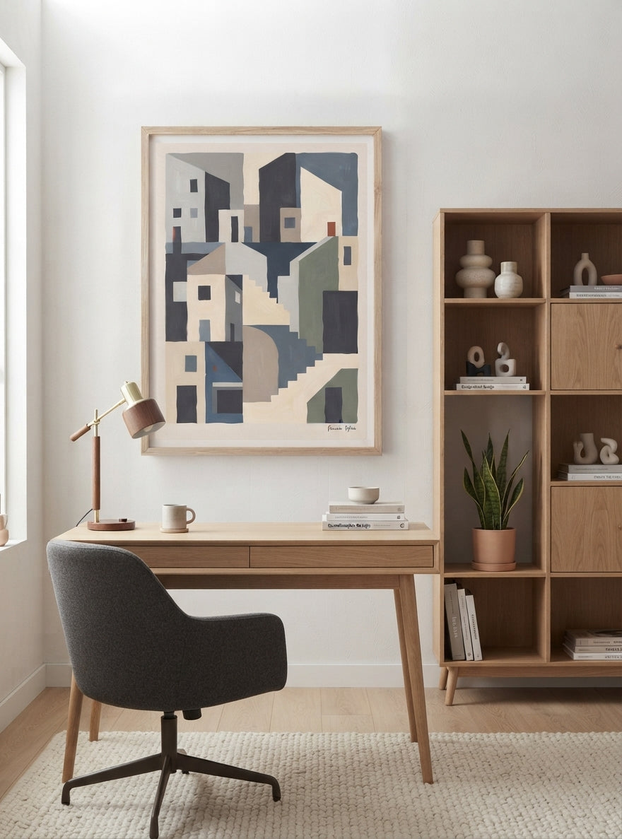 Silent Facade | Mid Century Modern Abstract Architectural Art Print