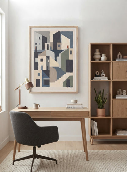 Silent Facade | Mid Century Modern Abstract Architectural Art Print
